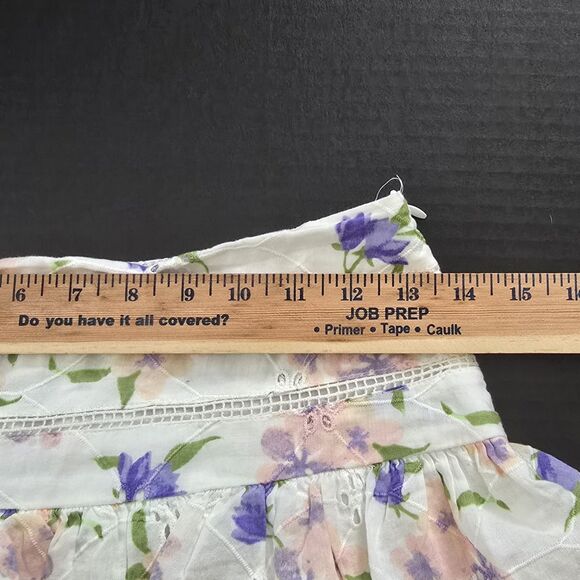 Zara Mini Skirt Women's Size Small White Floral Tiered Ruffles Eyelet Lace Boho - Picture 9 of 10